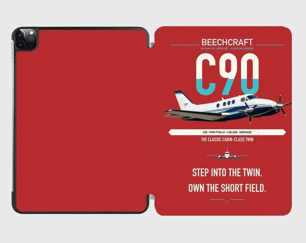 Beechcraft King Air C90 design on red ipad tablet case