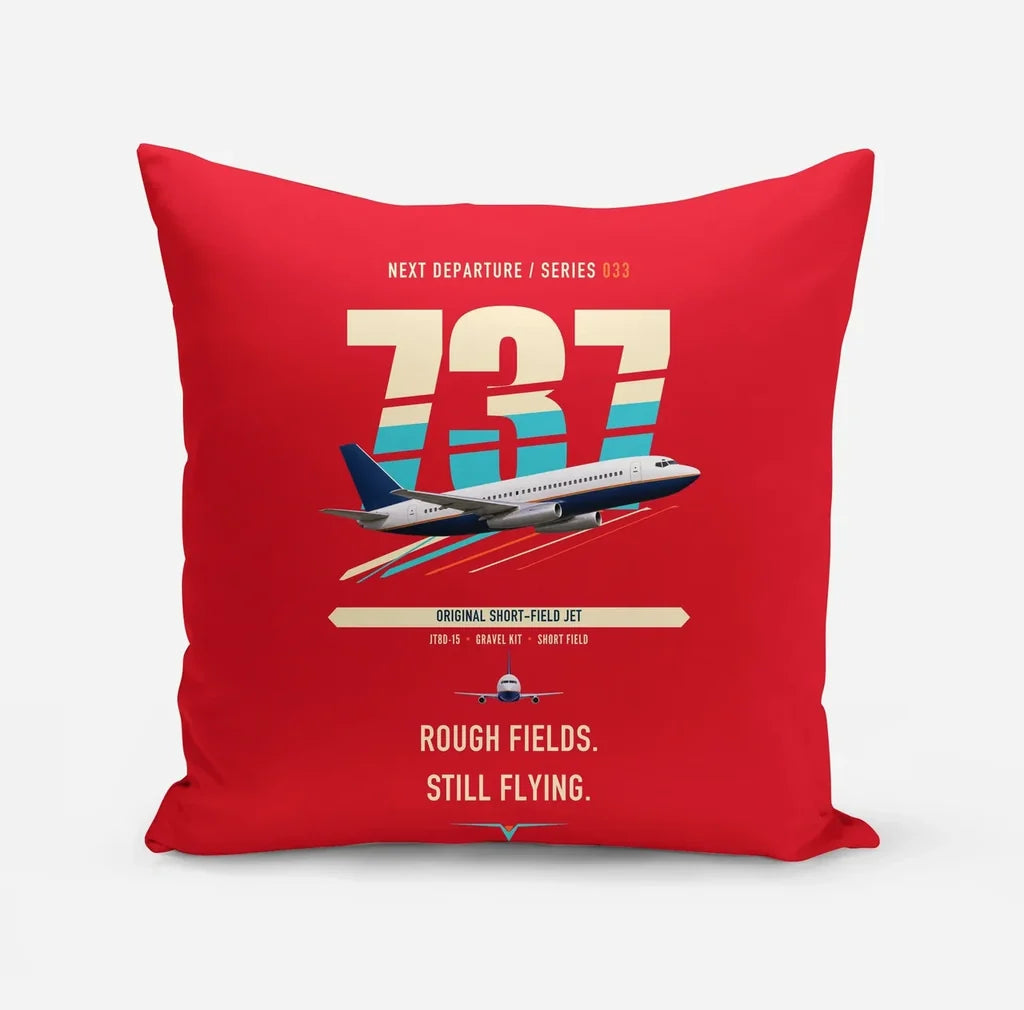 Boeing 737-200 design on red pillow