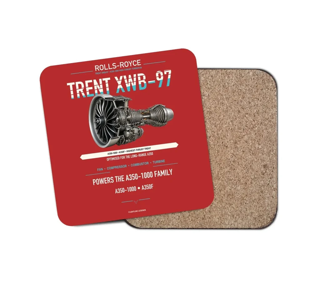 TRENT XWB-97 design on red 1 piece coaster