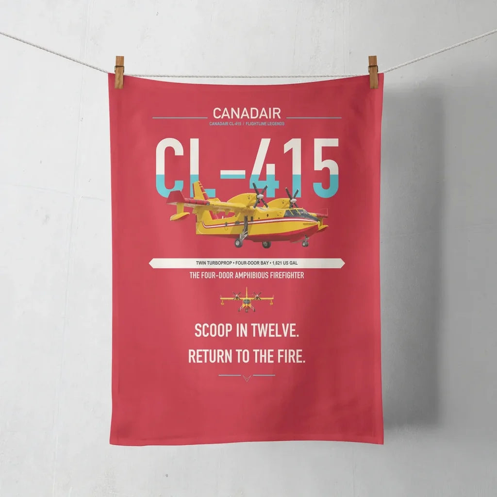 Canadair CL-415 design on red towel