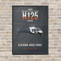 Thumbnail for Airbus H125 vertical canvas print - framed - gray background