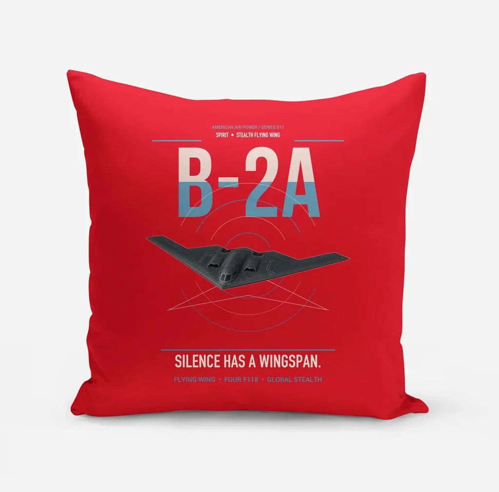 B-2A Spirit design on red pillow
