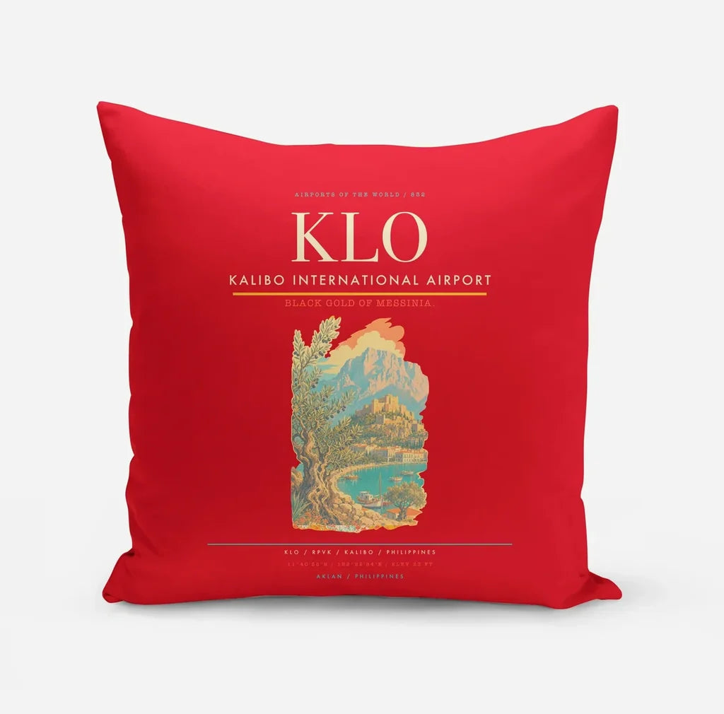 Kalibo International Airport (KLO) design on red pillow