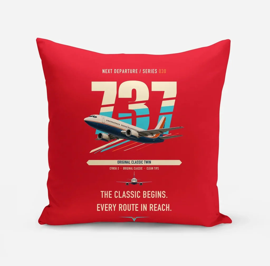 Boeing 737-300 Classic design on red pillow