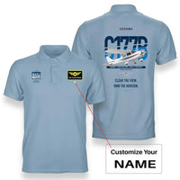 Thumbnail for Cessna 177B Cardinal design on light blue+name double-side polo t-shirt, double-side print