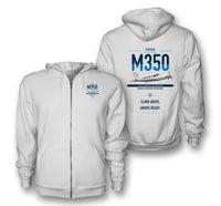 Thumbnail for Piper M350 design on white premium zipped hoodie, double-side print