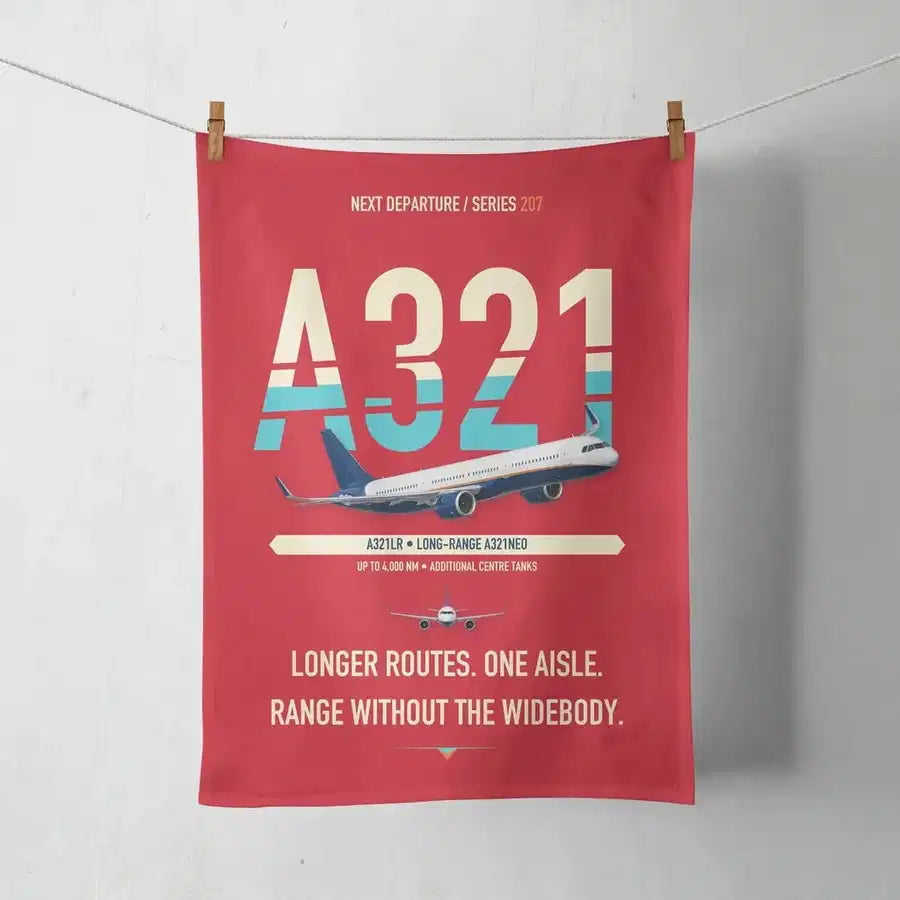 Airbus A321LR design on red towel