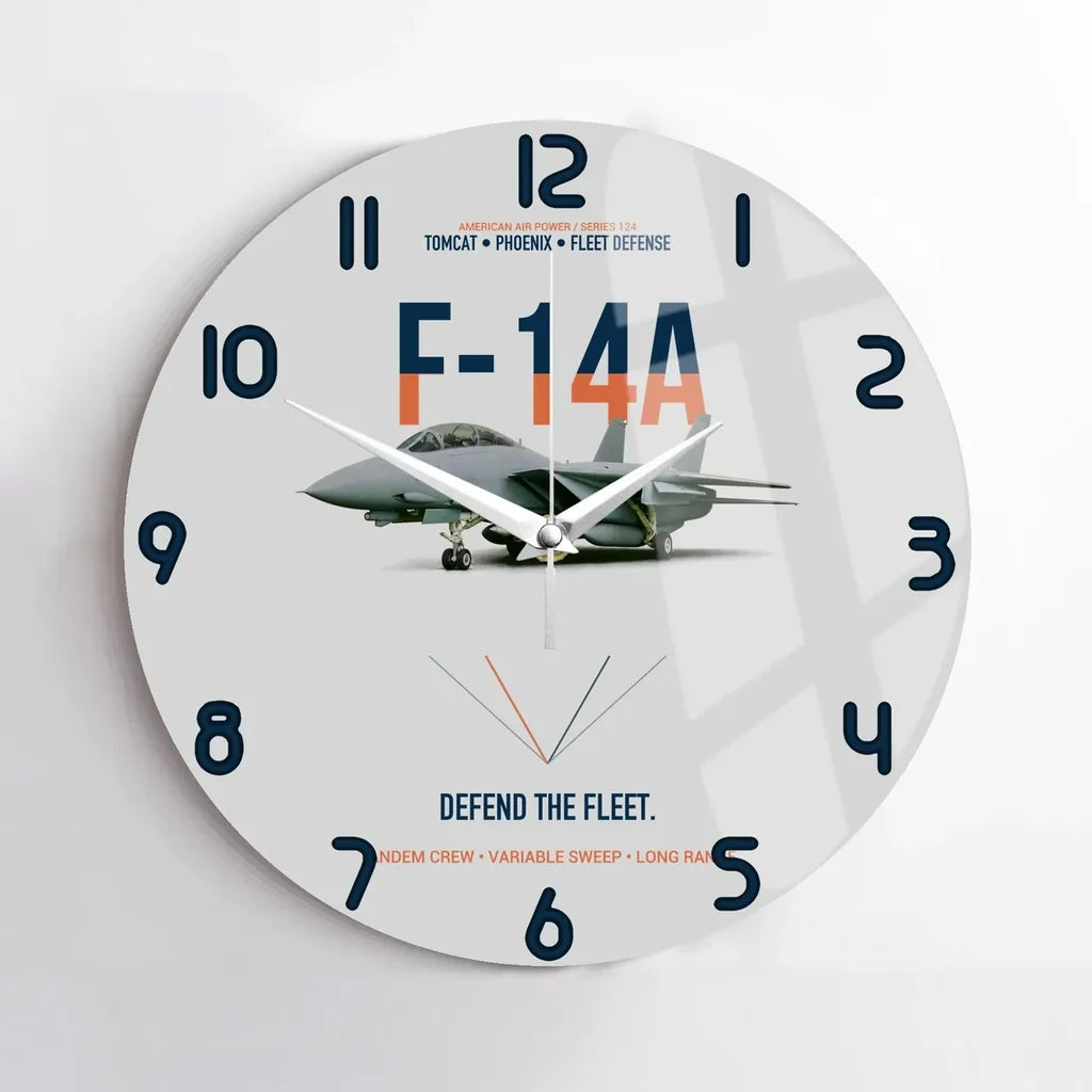 F-14A Tomcat Defend The Fleet design on light gray no frame wall clock