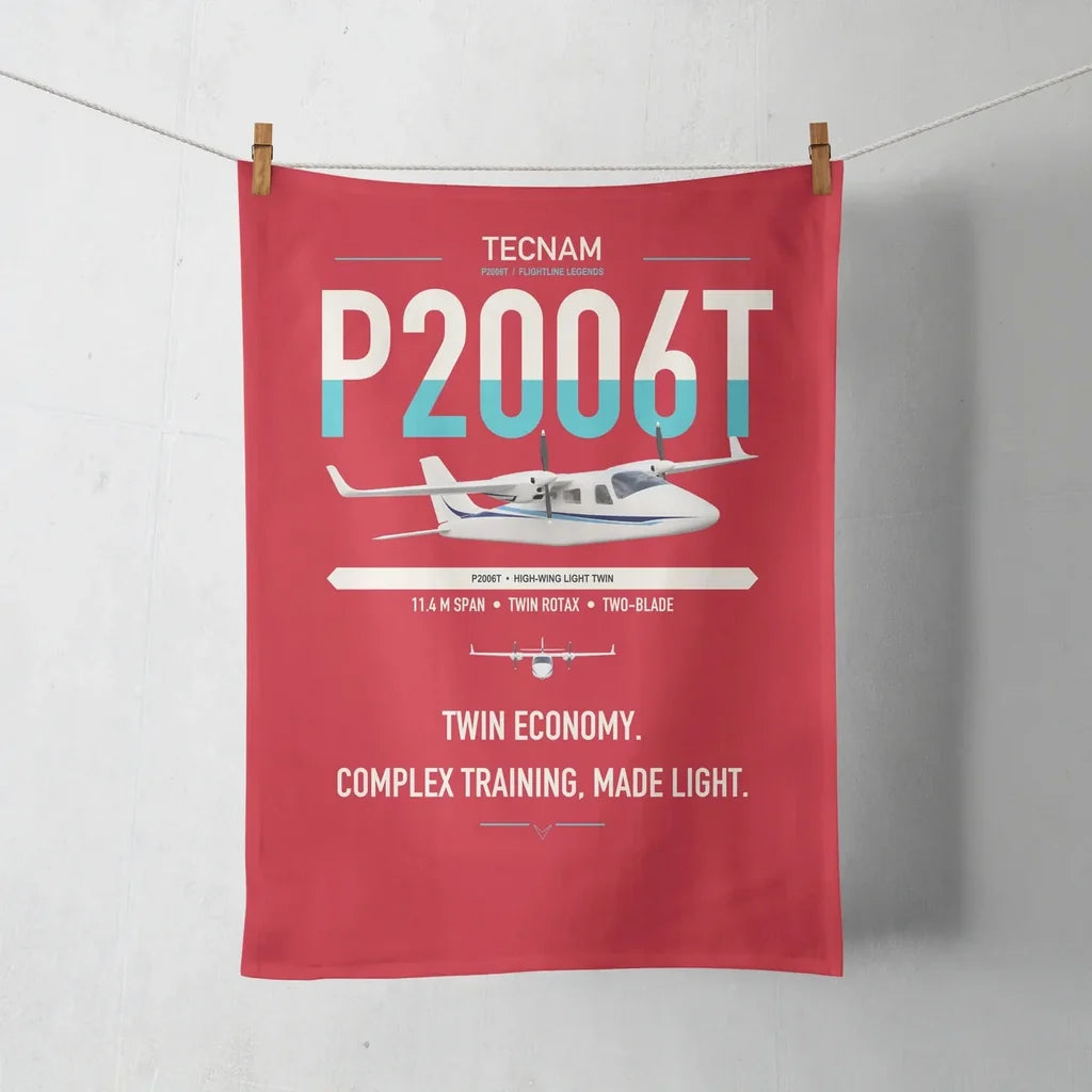 Tecnam P2006T design on red towel
