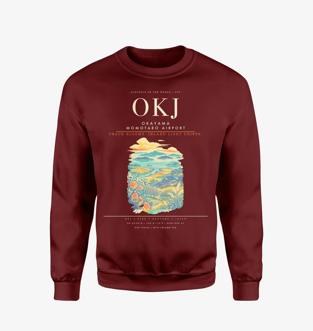 Okayama Momotaro Airport OKJ Sweatshirt - Wine Red