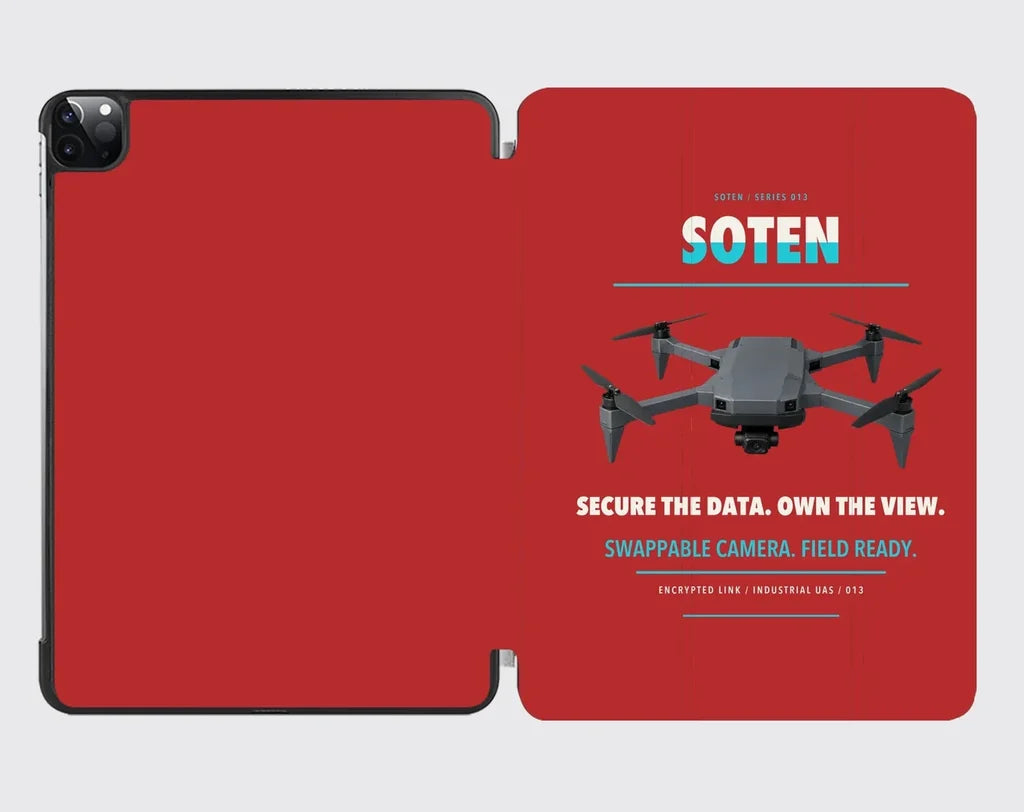 ACSL SOTEN design on red ipad tablet case