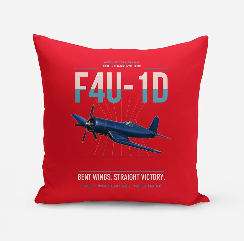 F4U-1D Corsair design on red pillow