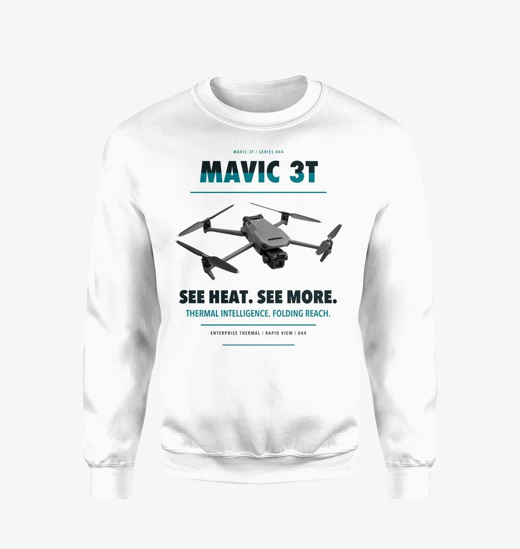 DJI Mavic 3 Thermal design on white sweatshirt