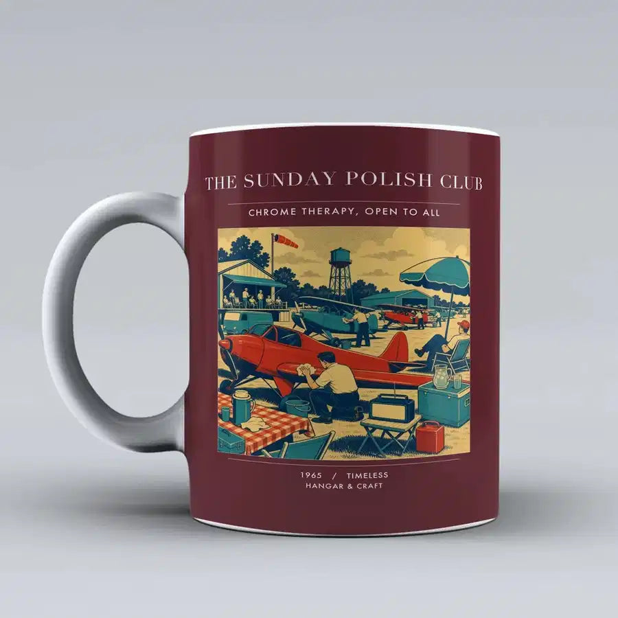 VINTAGE G4436 - The Sunday Polish Club - Ceramic Mug design on darkred