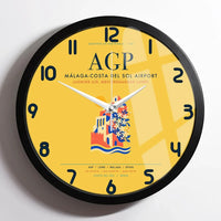 Thumbnail for Malaga-Costa del Sol Airport (AGP) design on yellow framed wall clock