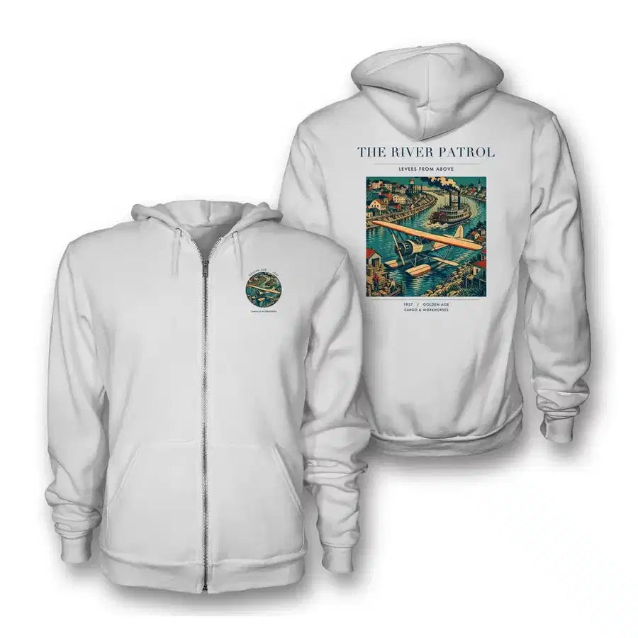 VINTAGE G4050 - The River Patrol - Premium Zipped Hoodie design on white