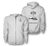 Thumbnail for Airbus H125 design on white premium zipped hoodie, double-side print