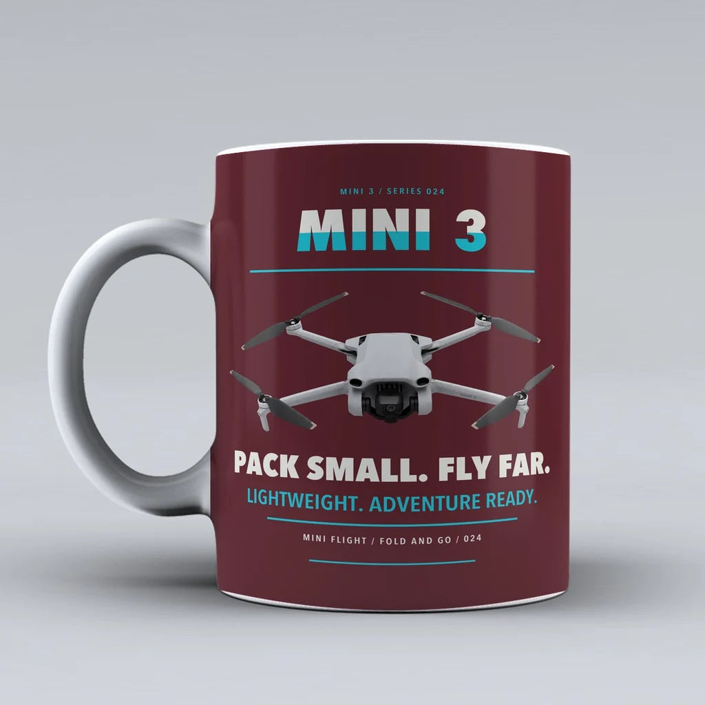 Mini 3 Mug design on dark red dji