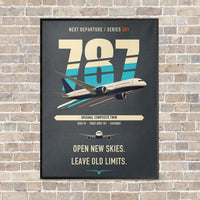 Thumbnail for Boeing 787-8 Dreamliner vertical canvas print - framed - gray background