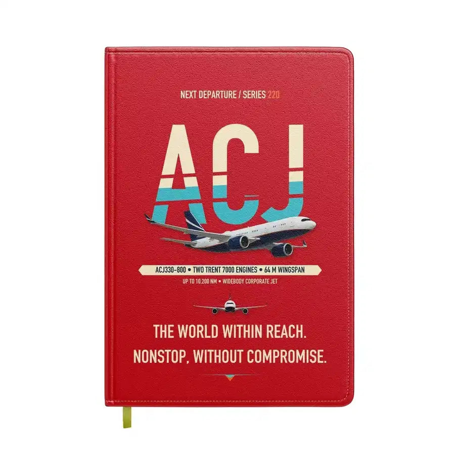 Airbus ACJ330neo / exact ACJ330-800 design on red notebook