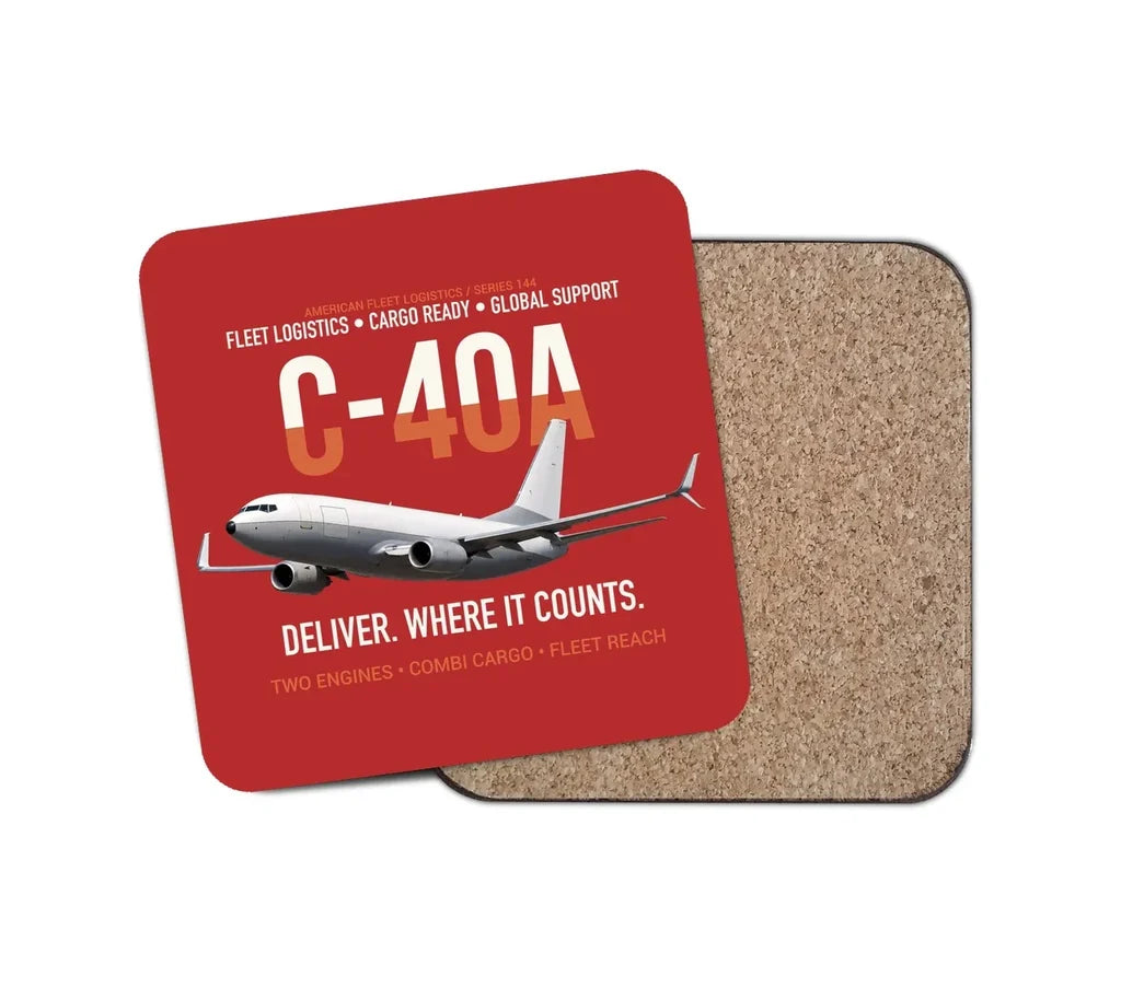C-40A Clipper Fleet Logistics Ready design on red 1 piece coaster