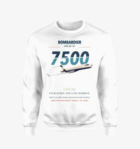 Thumbnail for Bombardier Global 7500 design on white sweatshirt