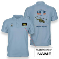 Thumbnail for Bell AH-1G Cobra design on light blue+name double-side polo t-shirt, double-side print