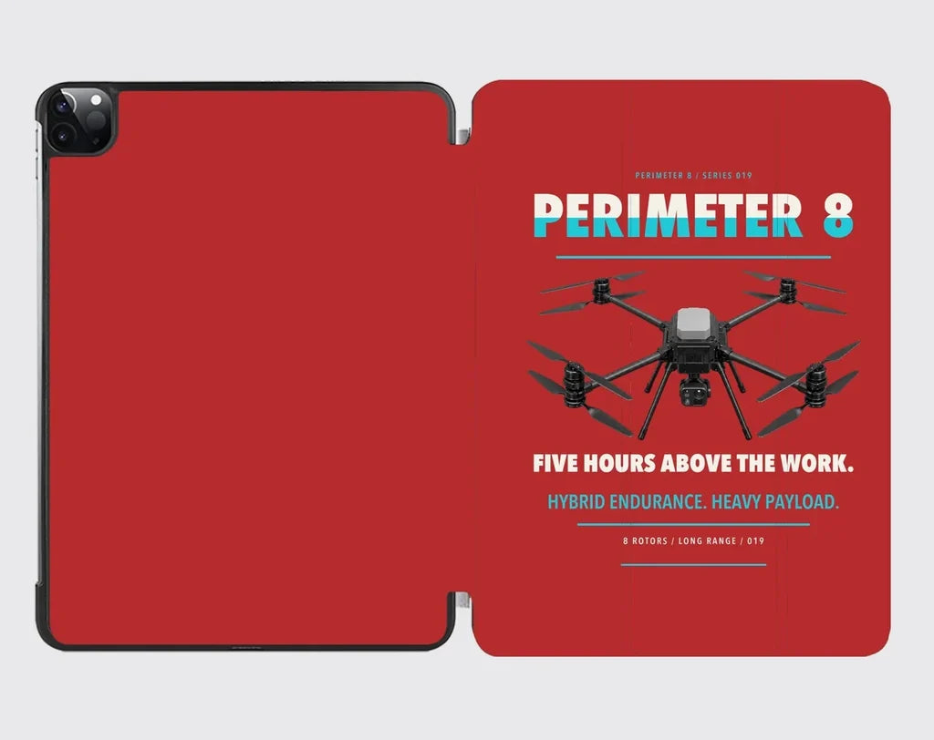 Skyfront Perimeter 8 design on red ipad tablet case