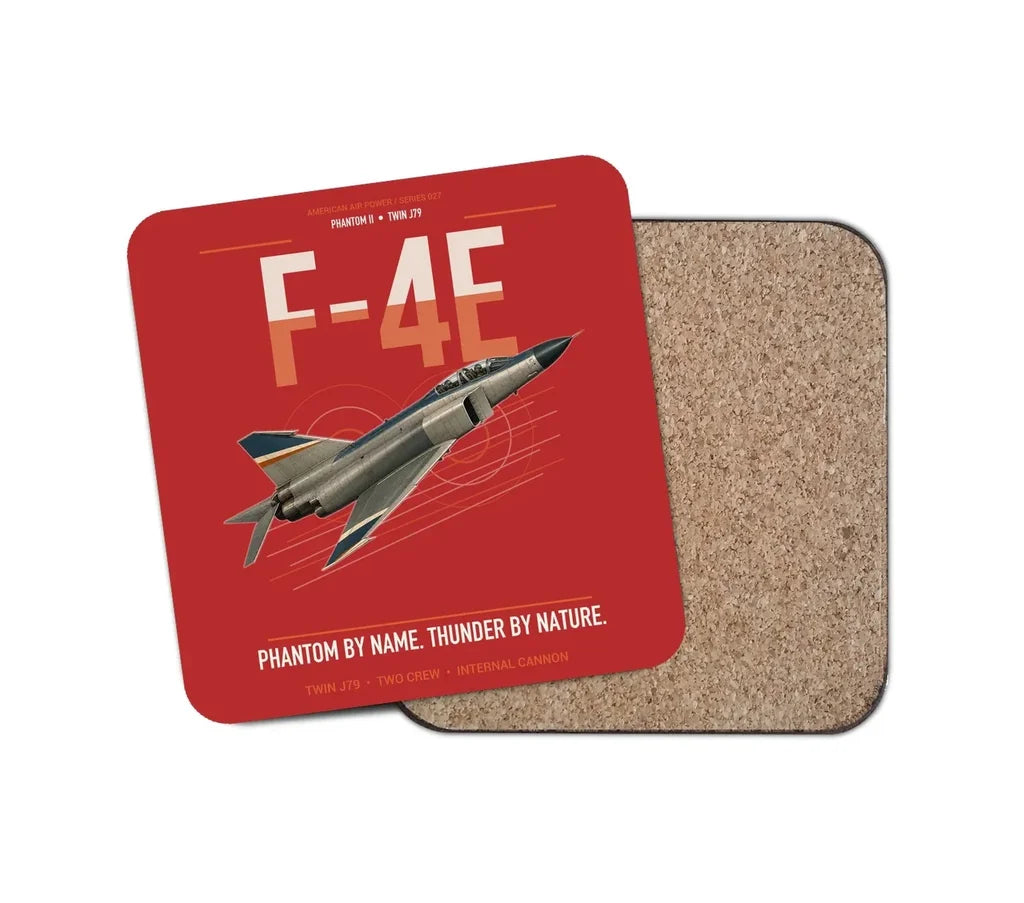 F-4E Phantom II design on red 1 piece coaster