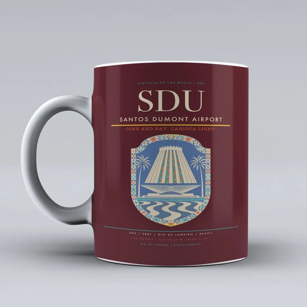 Dumont Airport SDU Mug design on dark red santos