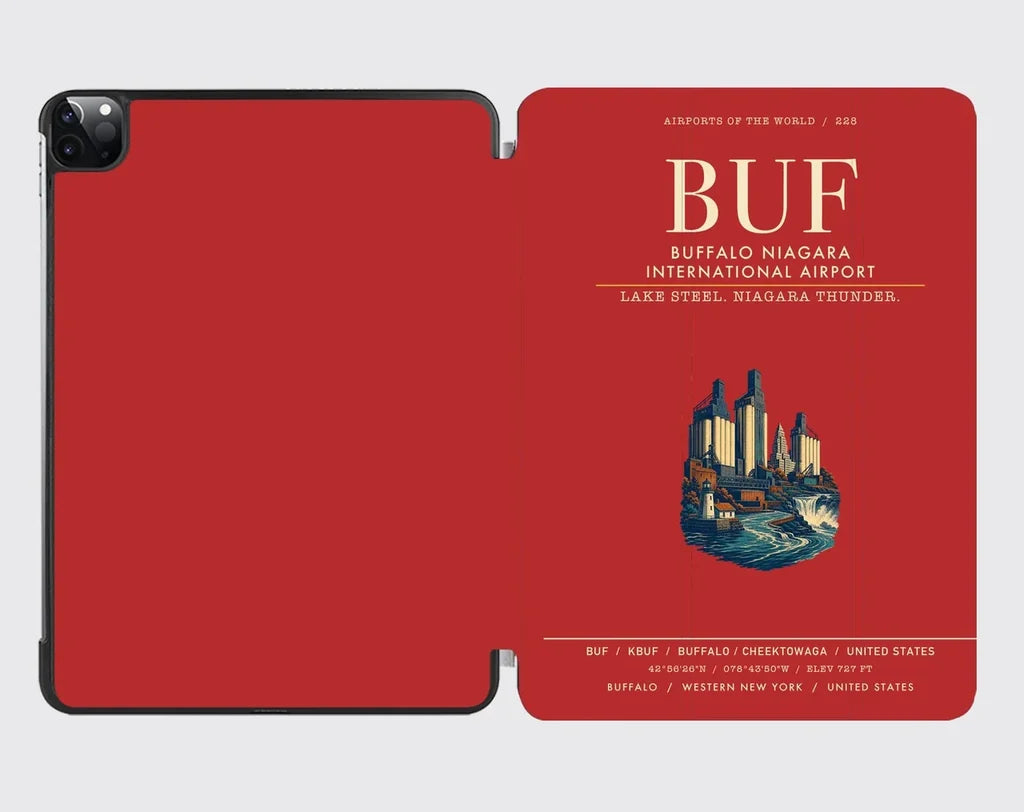 Buffalo Niagara International Airport (BUF) design on red ipad tablet case