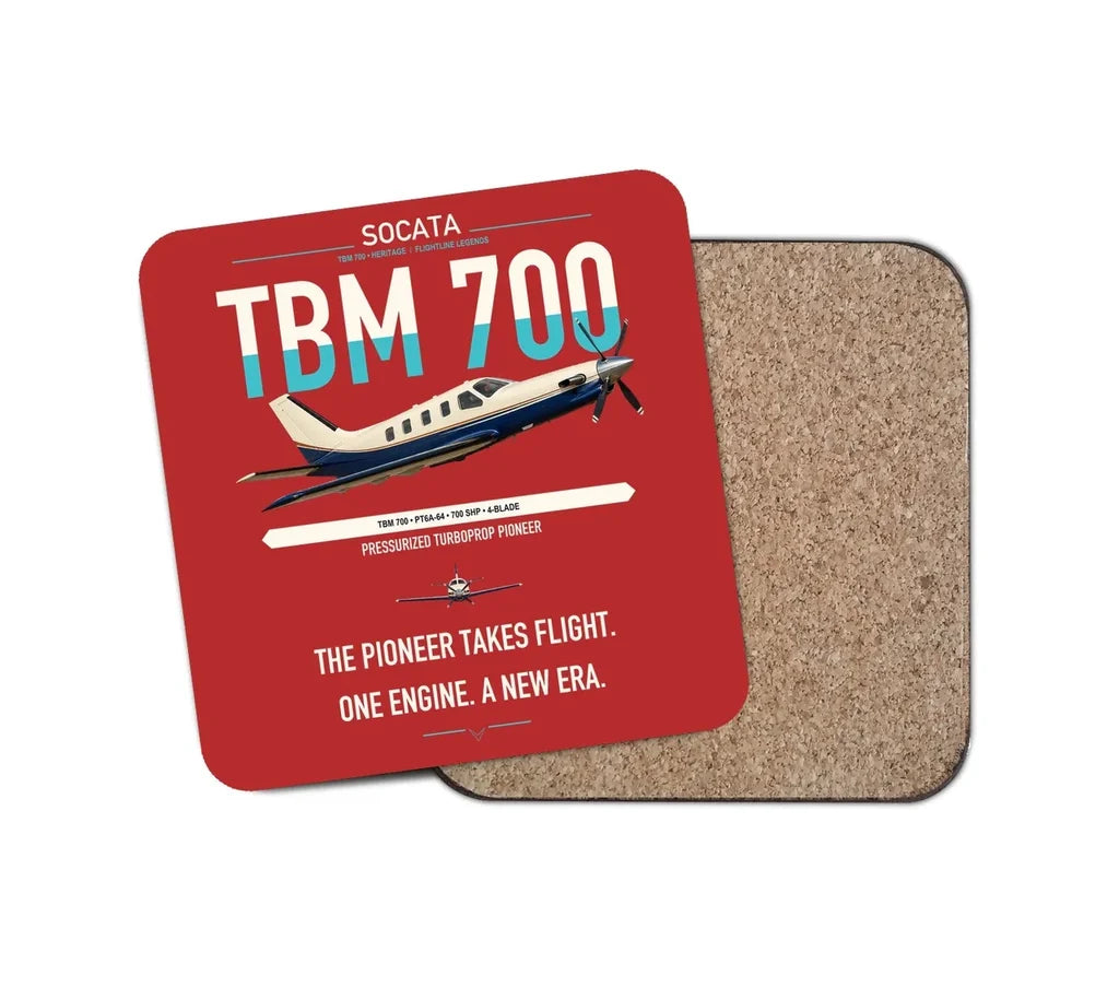 Socata TBM 700 design on red 1 piece coaster