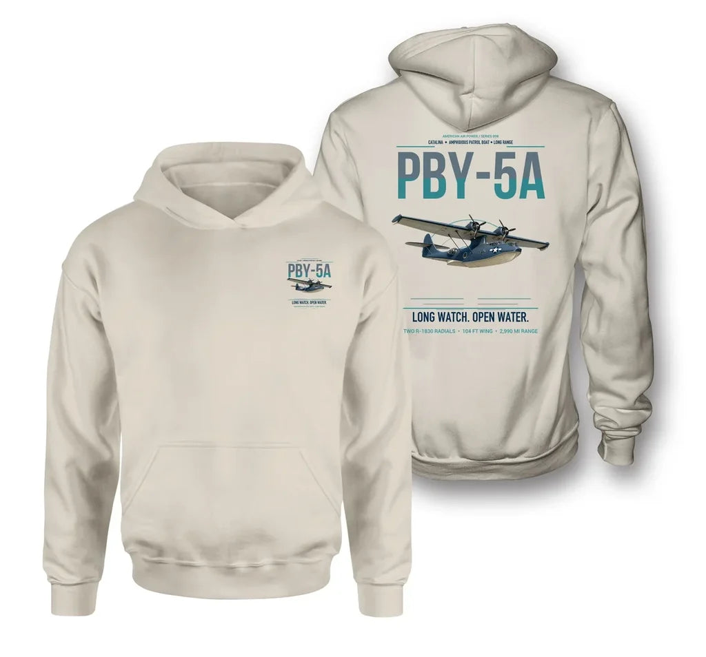 PBY-5A Catalina design on khaki double-side hoodie, double-side print