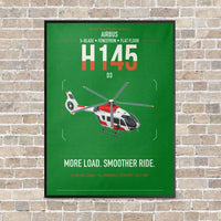Thumbnail for Airbus H145 D3 vertical canvas print - framed - green background