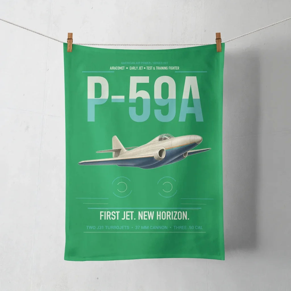 P-59A Airacomet design on green towel