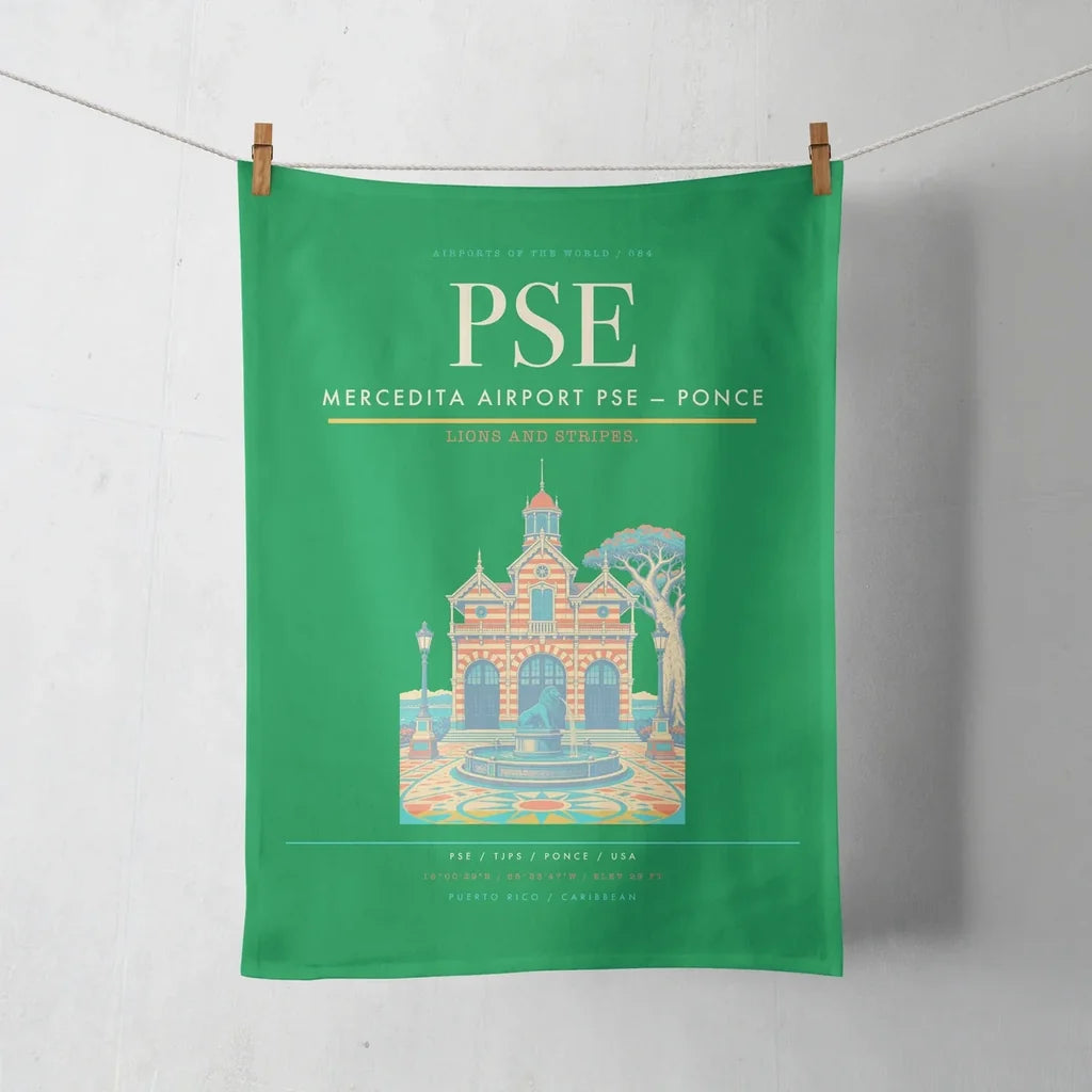 Mercedita Airport (PSE) design on green towel