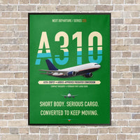 Thumbnail for Airbus A310-200P2F vertical canvas print - framed - green background