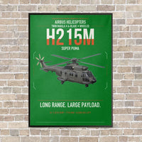 Thumbnail for Airbus H215M vertical canvas print - framed - green background