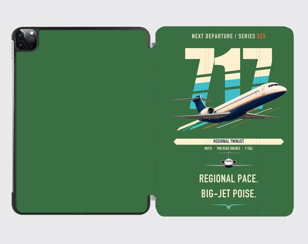 Boeing 717-200 design on green ipad tablet case