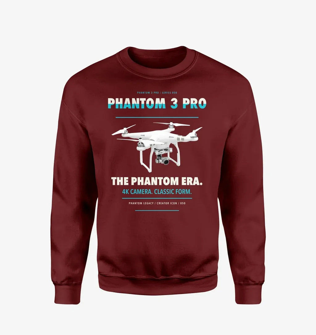 DJI Phantom 3 Professional design on wine red sweatshirt