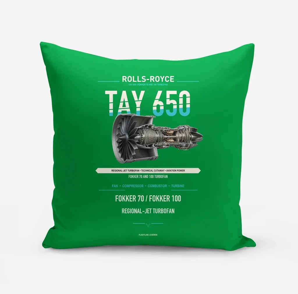 TAY 650 design on green pillow