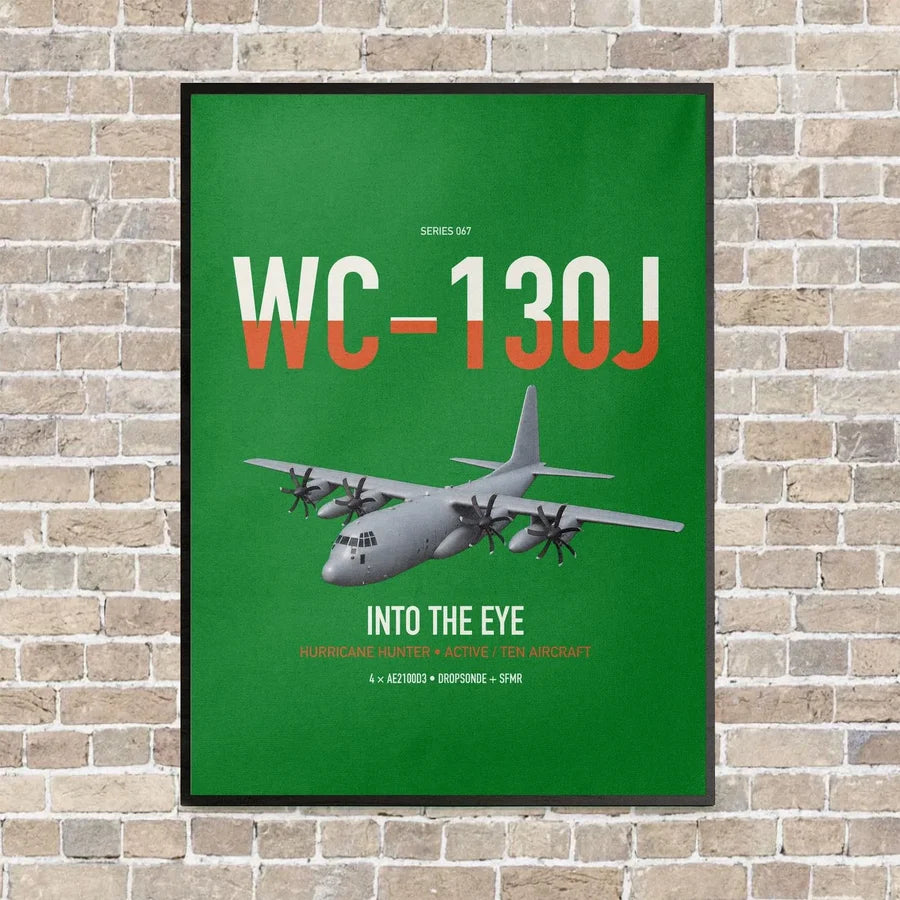 WC-130J Hurricane Hunter vertical canvas print - framed - green background