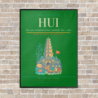 Thumbnail for Phu Bai International Airport HUI — Hue vertical canvas print - framed - green background