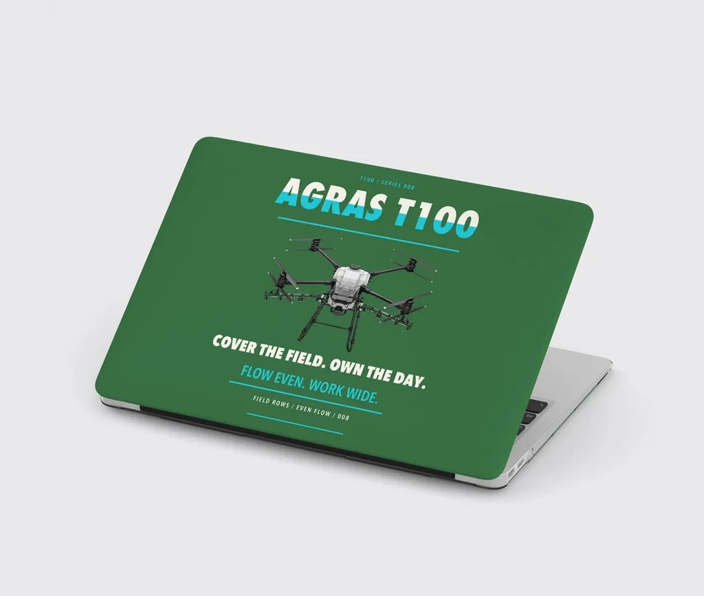 DJI Agras T100 design on green MacBook case