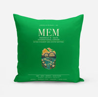 Thumbnail for Frederick W. Smith International Airport Memphis (MEM) design on green pillow