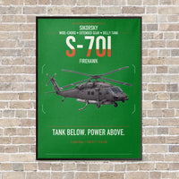 Thumbnail for Sikorsky S-70i FIREHAWK vertical canvas print - framed - green background