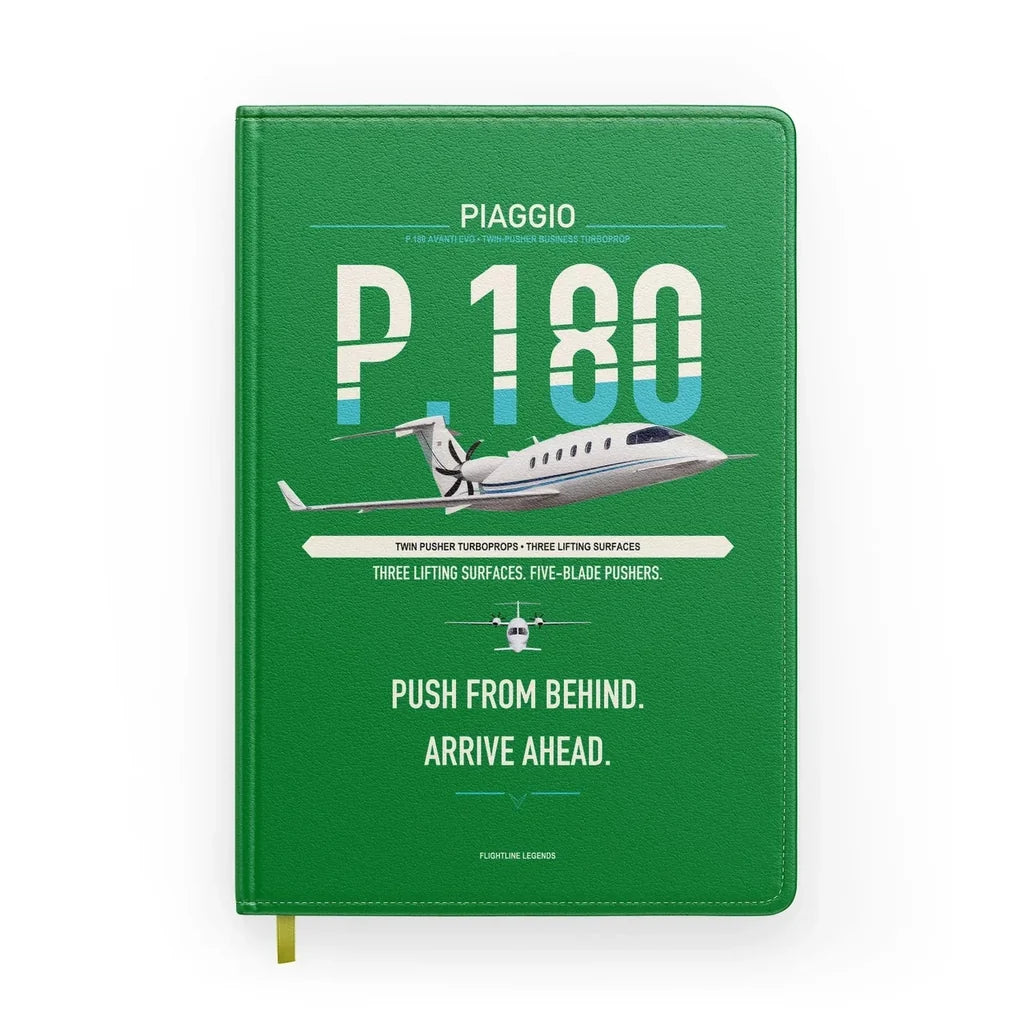 Piaggio P.180 Avanti EVO design on green notebook