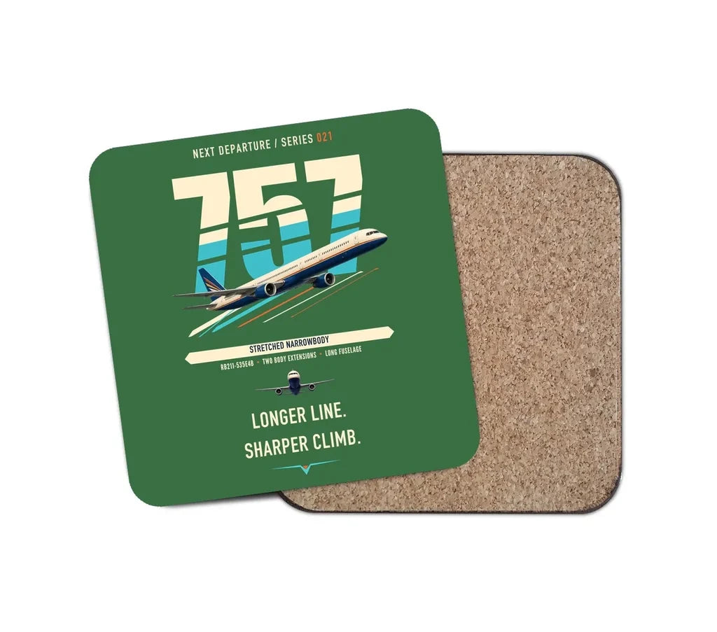 Boeing 757-300 design on green 1 piece coaster