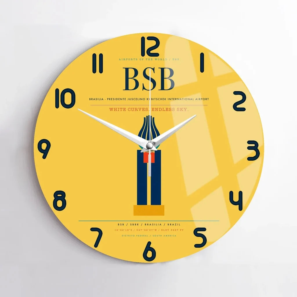 Brasilia - Presidente Juscelino Kubitschek International Airport BSB Wall-Clock No-Frame - Yellow
