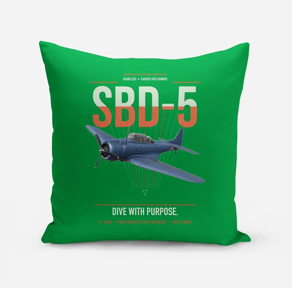 SBD-5 Dauntless design on green pillow